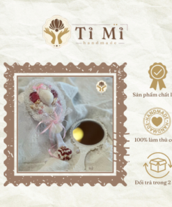 Gương cầm tay sò ngọc nơ hồng