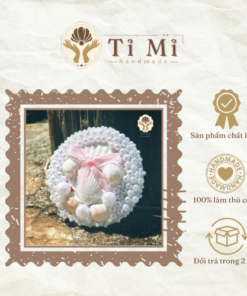 Gương mini sò nơ hồng