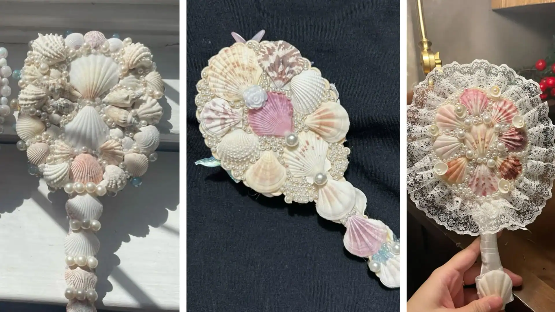 Hoa trang trí từ vỏ sò biển, thủ công tinh xảo, phù hợp trang trí nội thất.