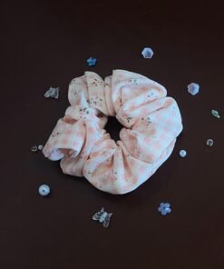 Dây cột tóc caro hồng hoa nhí